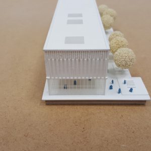 Wettbewerbsmodell mit 3D-Druck-Gebäude