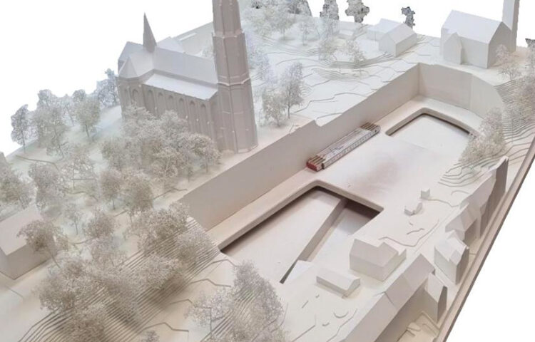 Geplante Fuß- und Radwegbrücke nahe der Heilig Kreuz Kirche am Giesinger Berg in München